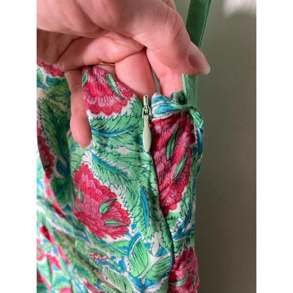 NEW Banjanan Capri Maxi Dress Women XL Green Jade Botanical Halter Garden Party - Picture 8 of 13